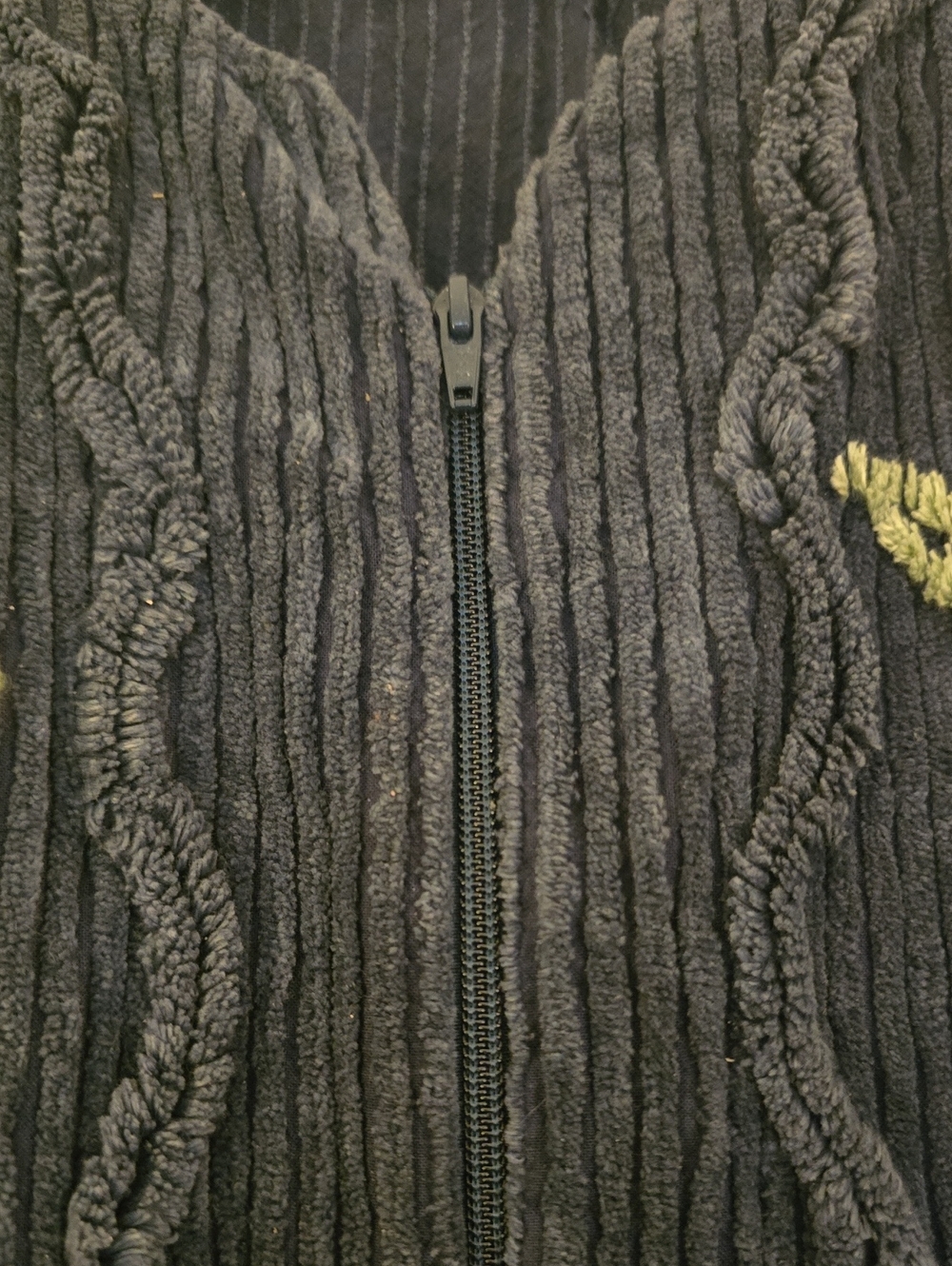 Only Necessities Navy Chenille Robe with Pink Rose Embroidery - Picture 3 of 4